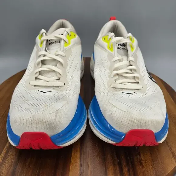 Hoka One One Bondi 8 Shoes Mens 11.5 D White Blue Walking  display picture 1